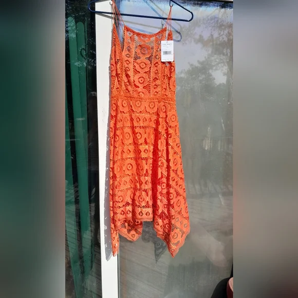 Free People | Dresses | Free People Bold Orange Lace Dress Size 4 | Poshmark